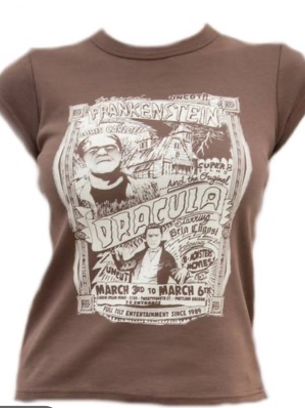 Brandy Melville Brown Dracula Graphic Tee